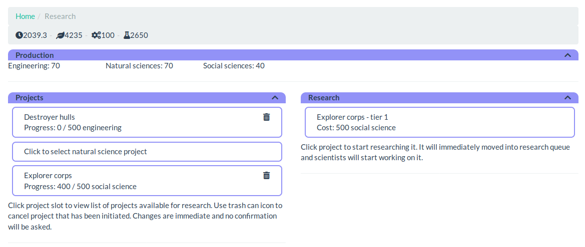 Research screen